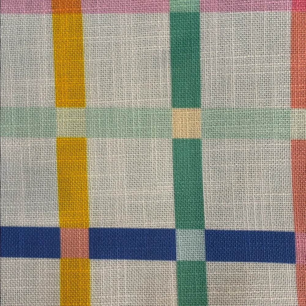 NEW The spring Shop Easter colorful white pastels plaid Table Runner 14” X 72”